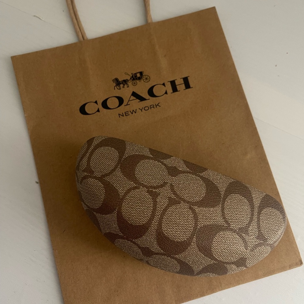 Coach Tan Signature Glasses Case